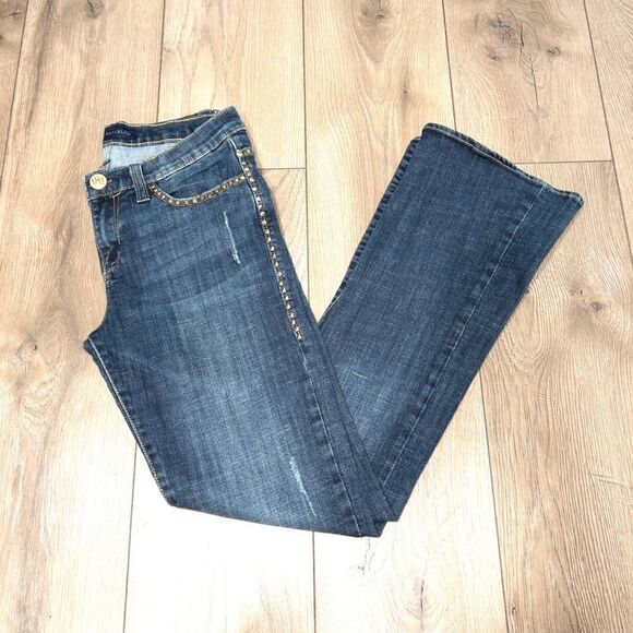 Rock & Republic Kasandra Gold Studded Bootcut‎ Jeans Size 8 - Picture 1 of 8